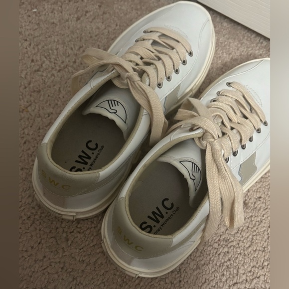 Stepney‎ Workers Club | Dellow S Strike Leather Sneakers White Putty Sz 41/8 main image 6